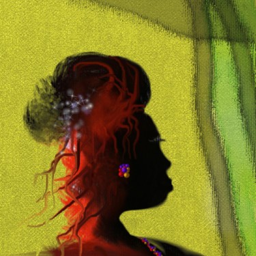 Digital Arts titled "Jeune femme Antilla…" by Ditellia Steeland, Original Artwork, Digital Painting