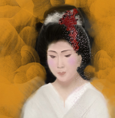 Digital Arts titled "Femme asiatique" by Ditellia Steeland, Original Artwork, Digital Painting