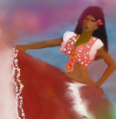 Arts numériques intitulée "Danseuse Réunionnai…" par Ditellia Steeland, Œuvre d'art originale, Peinture numérique