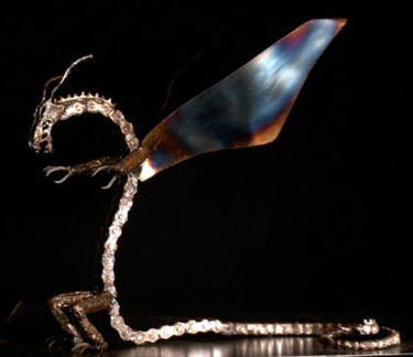 Skulptur mit dem Titel "Stahlskulptur Kette…" von Stahl Farbe, Original-Kunstwerk, Metalle