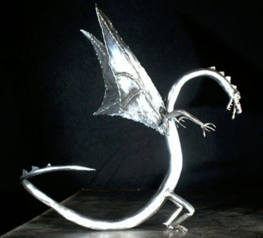 Skulptur mit dem Titel "Stahlskulptur Schla…" von Stahl Farbe, Original-Kunstwerk, Metalle