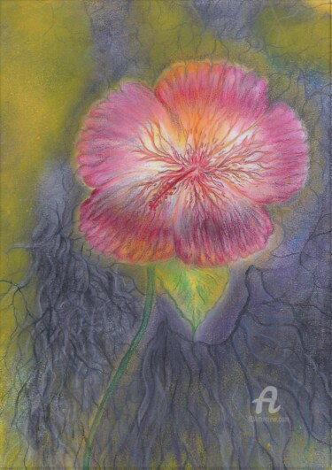 Рисунок под названием "the hurricane flower" - Steeve Tabar, Подлинное произведение искусства, Рисунок распылителем краски