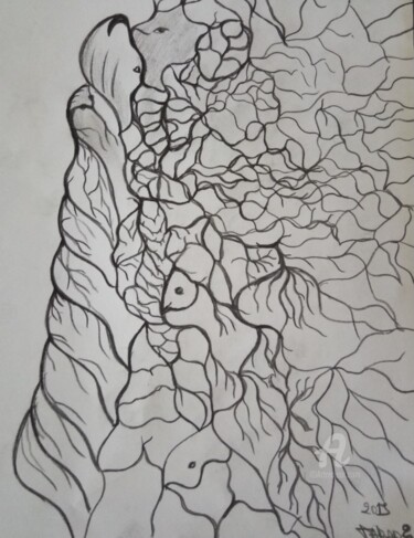 Dessin intitulée "La serpentine" par Steeve Tabar, Œuvre d'art originale, Crayon