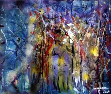 Painting titled "Ambiance océan" by Steeve Tabar, Original Artwork, Spray paint