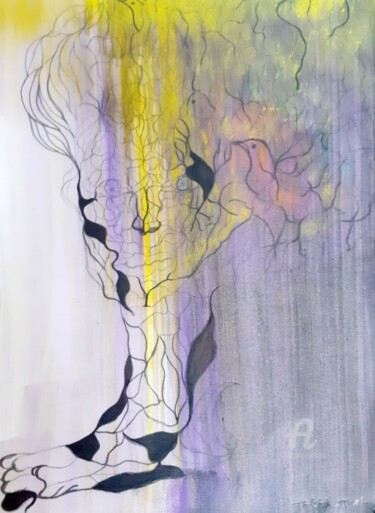 Desenho intitulada "Cerveau digital" por Steeve Tabar, Obras de arte originais, Acrílico