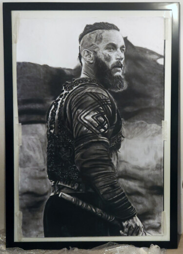 Рисунок под названием "RAGNAR LODBROK REAL…" - Steeven Shaw, Подлинное произведение искусства, Древесный уголь