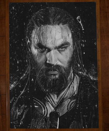 Dessin intitulée "Jason Momoa Realist…" par Steeven Shaw, Œuvre d'art originale, Fusain