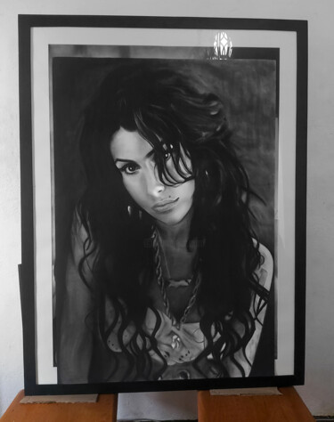 Рисунок под названием "Amy Winehouse Charc…" - Steeven Shaw, Подлинное произведение искусства, Древесный уголь