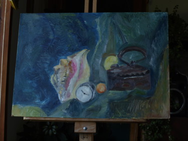 Painting titled "Sink with steam iron" by Petar Ivanov, Original Artwork, Oil