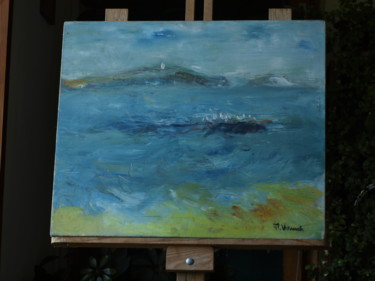Painting titled "Seagulls and the Sea" by Petar Ivanov, Original Artwork, Oil