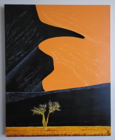 Painting titled "Soleil couchant sur…" by Stefan, Original Artwork, Acrylic Mounted on Wood Stretcher frame