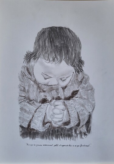 Dessin intitulée "Prière" par Stefan, Œuvre d'art originale, Crayon
