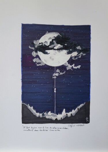 Σχέδιο με τίτλο "Avancer toujours" από Stefan, Αυθεντικά έργα τέχνης, Μελάνι