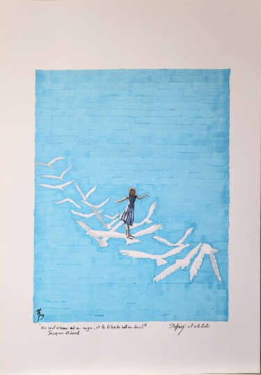 Dessin intitulée "Liberté" par Stefan, Œuvre d'art originale, Encre