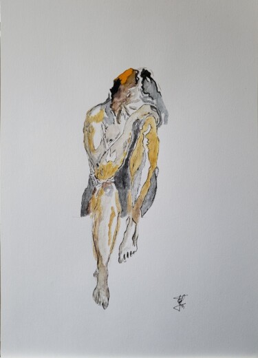 Dessin intitulée "La prise de conscie…" par Stefan, Œuvre d'art originale, Aquarelle