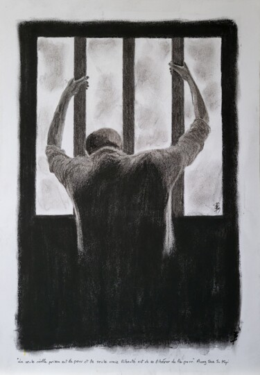 Drawing titled "Le prisonnier" by Stefan, Original Artwork, Pastel