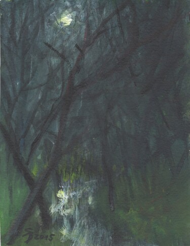 Pittura intitolato "Mitternacht am Fluss" da Stefan Bock, Opera d'arte originale, Acrilico
