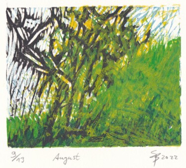 Gravures & estampes intitulée "August" par Stefan Bock, Œuvre d'art originale, Xylographie