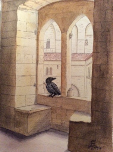 Painting titled "Quoth_the_raven_nev…" by Stefan Dhein, Original Artwork, Watercolor