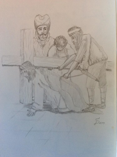 Desenho intitulada "Jesus faellt unter…" por Stefan Dhein, Obras de arte originais, Lápis