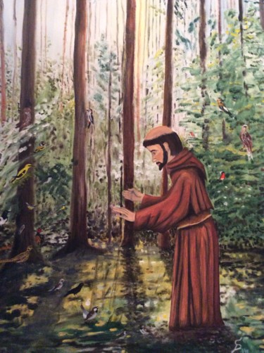 Malerei mit dem Titel "Heiliger Franziskus…" von Stefan Dhein, Original-Kunstwerk, Öl