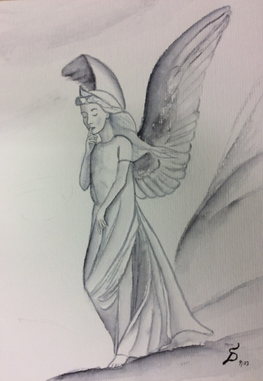 L´ange / Engel / angle Malerei mit dem Titel "L´ange / Engel / an…" von Stefan Dhein, Original-Kunstwerk, Aquarell