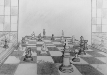 Drawing titled "La guerre et la per…" by Stefan Dhein, Original Artwork, Pencil