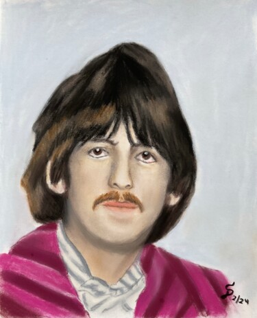 Картина под названием "George Harrison" - Stefan Dhein, Подлинное произведение искусства, Пастель