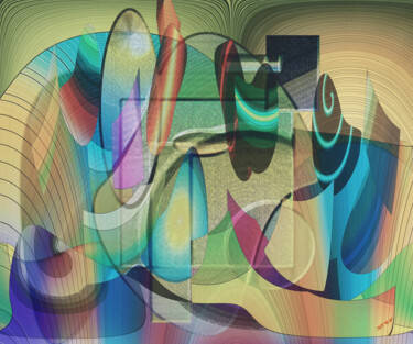 Digitale Kunst mit dem Titel "Indaba" von Stefan Dyk, Original-Kunstwerk, Digitale Malerei