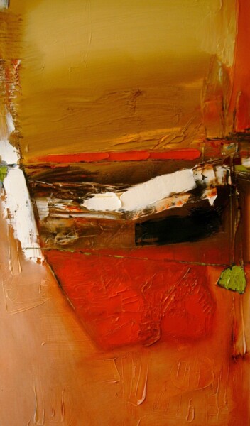 Painting titled "Yellow Ochre In A R…" by Stefan Fiedorowicz, Original Artwork, Oil Mounted on Wood Stretcher frame