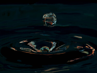 Digital Arts titled "Wassertropfen bei N…" by Stefan Fuchs, Original Artwork, Digital Painting