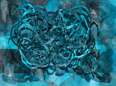 Digital Arts titled "Abstraktion in Blau" by Stefan Fuchs, Original Artwork, Digital Painting