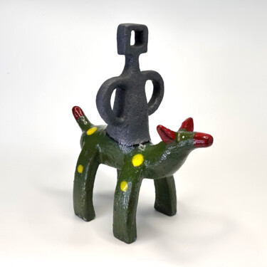 Sculpture titled "Metallic Ned Kelly…" by Stefan Mager, Original Artwork, Ceramics