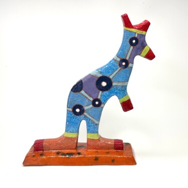 Sculpture titled "Blue Danube Kangaroo" by Stefan Mager, Original Artwork, Ceramics