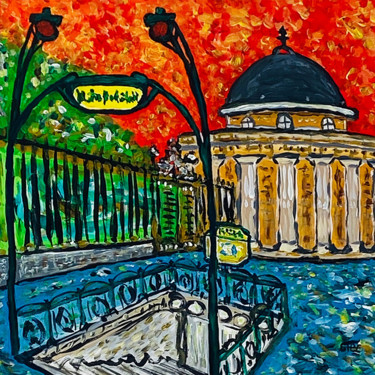 Malerei mit dem Titel "Métro station Monce…" von Stefan Schift, Original-Kunstwerk, Acryl