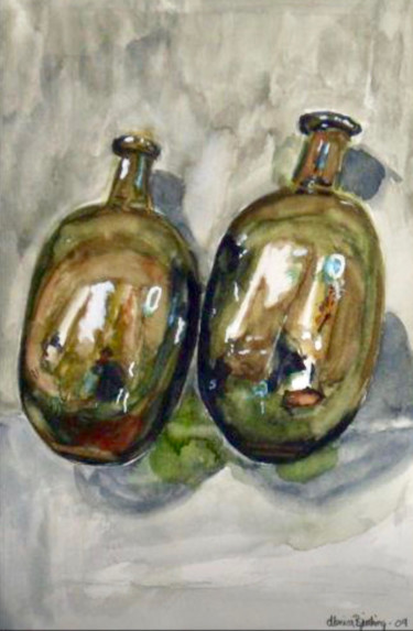 Painting titled "Glass bottles" by Monica Bjurling, Original Artwork