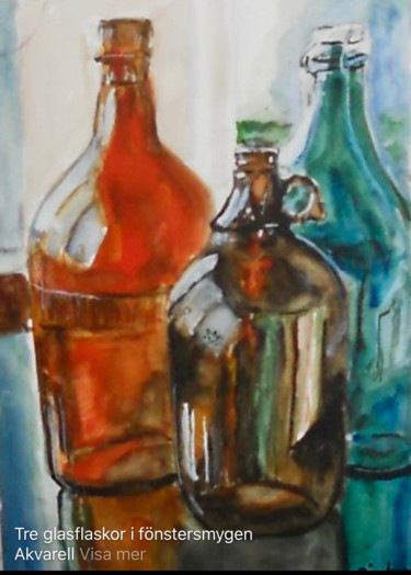 Painting titled "Bottles" by Monica Bjurling, Original Artwork