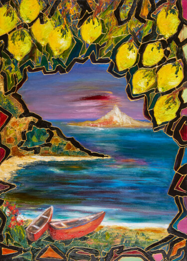 Pittura intitolato "Cala dei Limoni" da Stefania Pinci, Opera d'arte originale, Olio