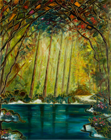 Malerei mit dem Titel "Luci dorate" von Stefania Pinci, Original-Kunstwerk, Öl