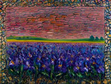 Peinture intitulée "Iris, la fioritura" par Stefania Pinci, Œuvre d'art originale, Huile