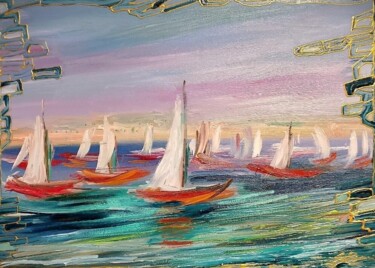 Malarstwo zatytułowany „The regatta” autorstwa Stefania Pinci, Oryginalna praca, Olej