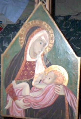 Painting titled "Madonna del Latte -…" by Stefania Colizzi, Original Artwork, Pigments