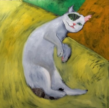Pintura titulada "gatta bianchina" por Stefania Eucalipti, Obra de arte original, Oleo
