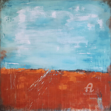 Painting titled "TURQUOISE IN BRONZE…" by Stefanie Rogge, Original Artwork, Acrylic