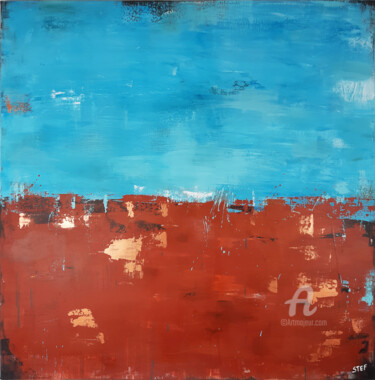 Painting titled "TURQUOISE IN BRONZE…" by Stefanie Rogge, Original Artwork, Acrylic Mounted on Wood Stretcher frame