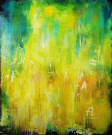 Painting titled "RAINFOREST" by Stefanie Rogge, Original Artwork, Acrylic Mounted on Wood Stretcher frame