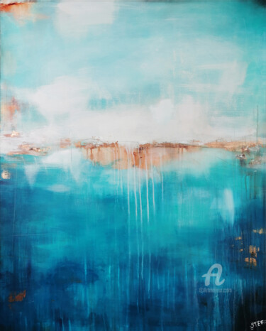 Painting titled "Deep Sea in Turquoi…" by Stefanie Rogge, Original Artwork, Acrylic