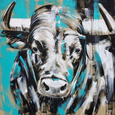 Painting titled "TAURUS #8" by Stefanie Rogge, Original Artwork, Acrylic Mounted on Wood Stretcher frame