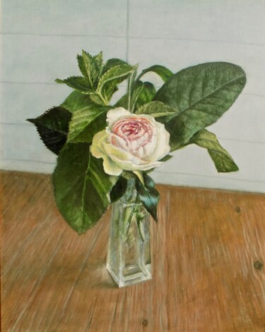 Painting titled "Rosa ferita" by Stefano Anselmi, Original Artwork, Oil