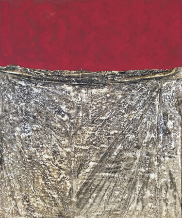 Painting titled "Rosso Pompei" by Stefano Catalini, Original Artwork, Pigments Mounted on Wood Stretcher frame